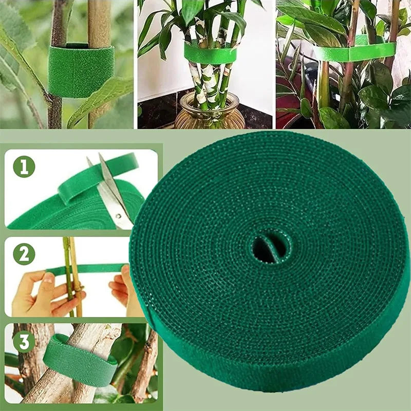 10m Reusable Nylon Plant Ties Green Garden Bandage Cable Self