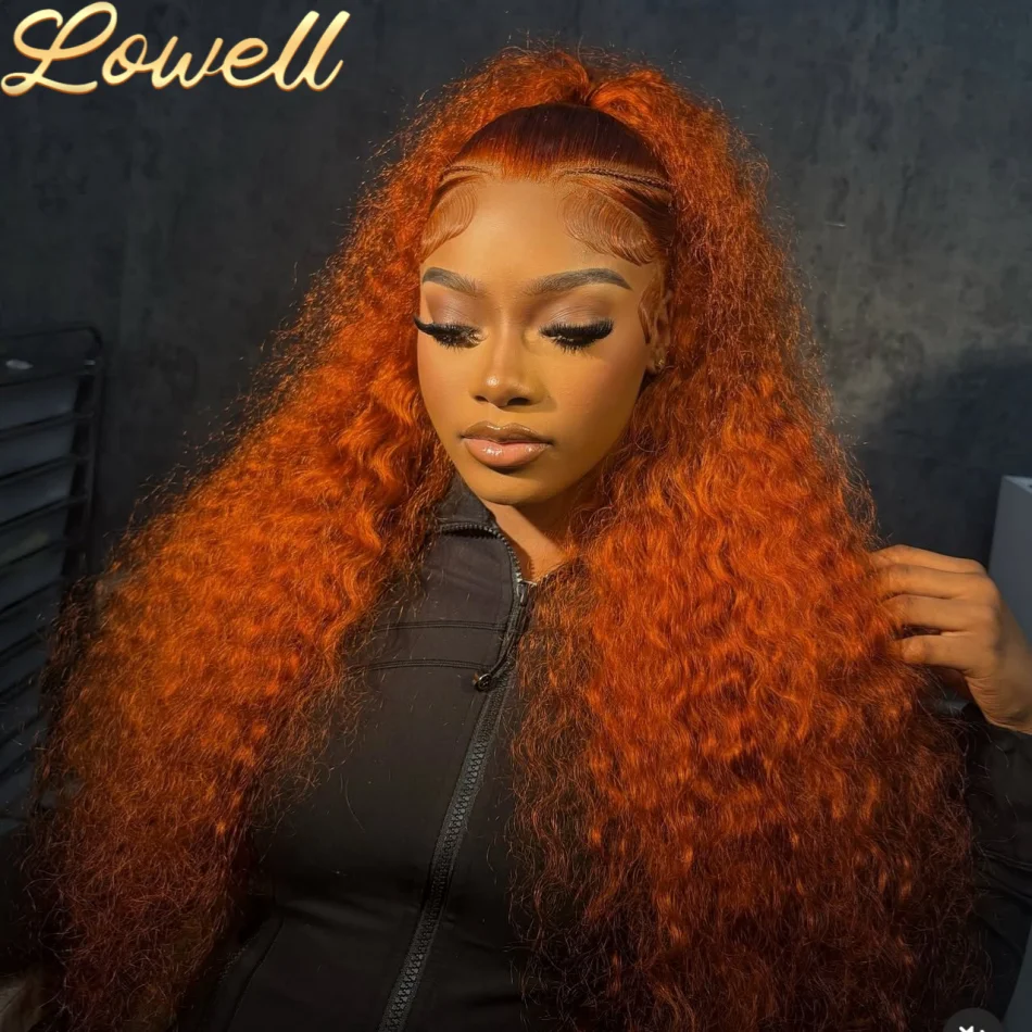 30Inch Orange Ginger Water Wave Lace Front Wigs 13x4 13x6 #350