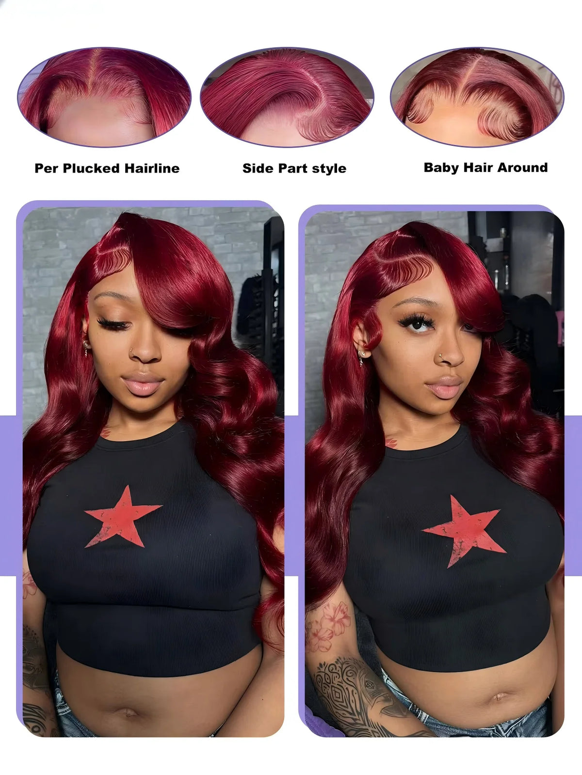 99j Burgundy Lace Front Human Hair Wig Body Wave 13x6 HD Frontal Wigs
