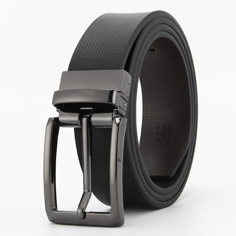 Men's Reversible Genuine Leather Belt with Rotating Buckle