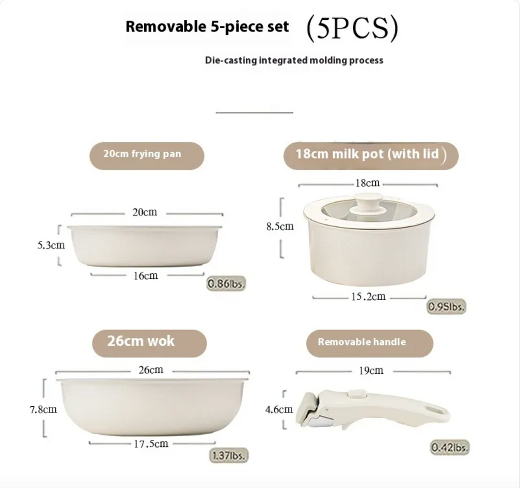 Removable Handle Non-Stick Cookware Set