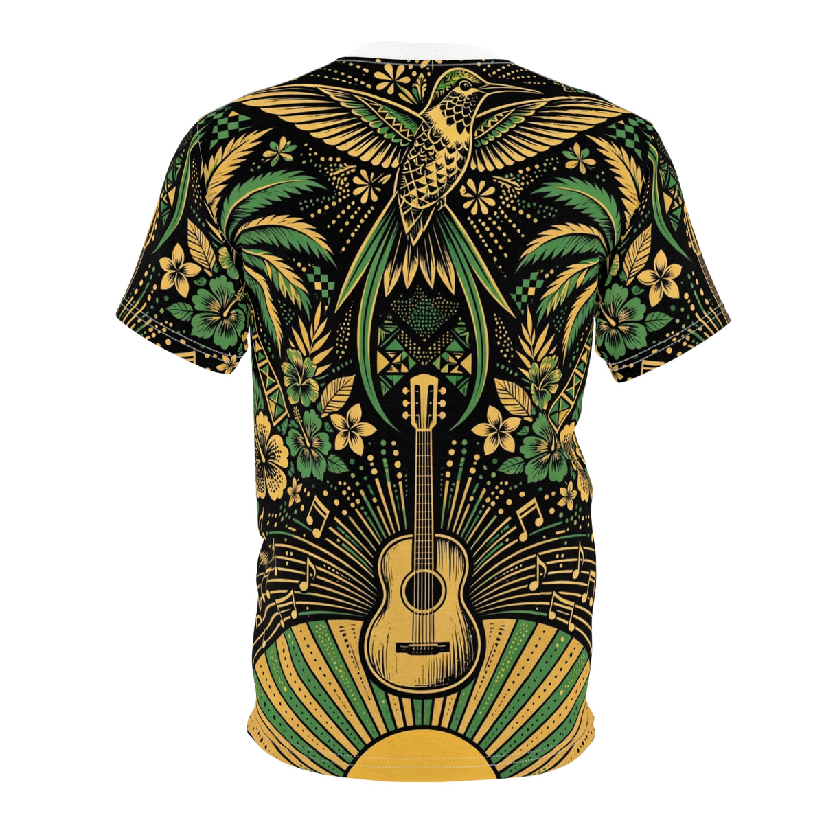 Jamaica Hummingbird & Guitar All-Over Print T-Shirt