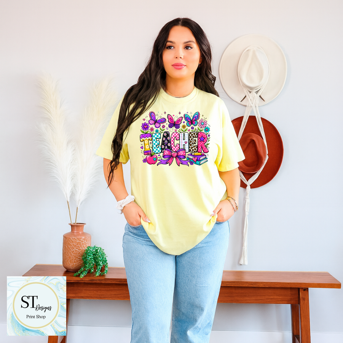 Colorful Butterfly Teacher Crewneck Sweatshirt | Cute Floral |