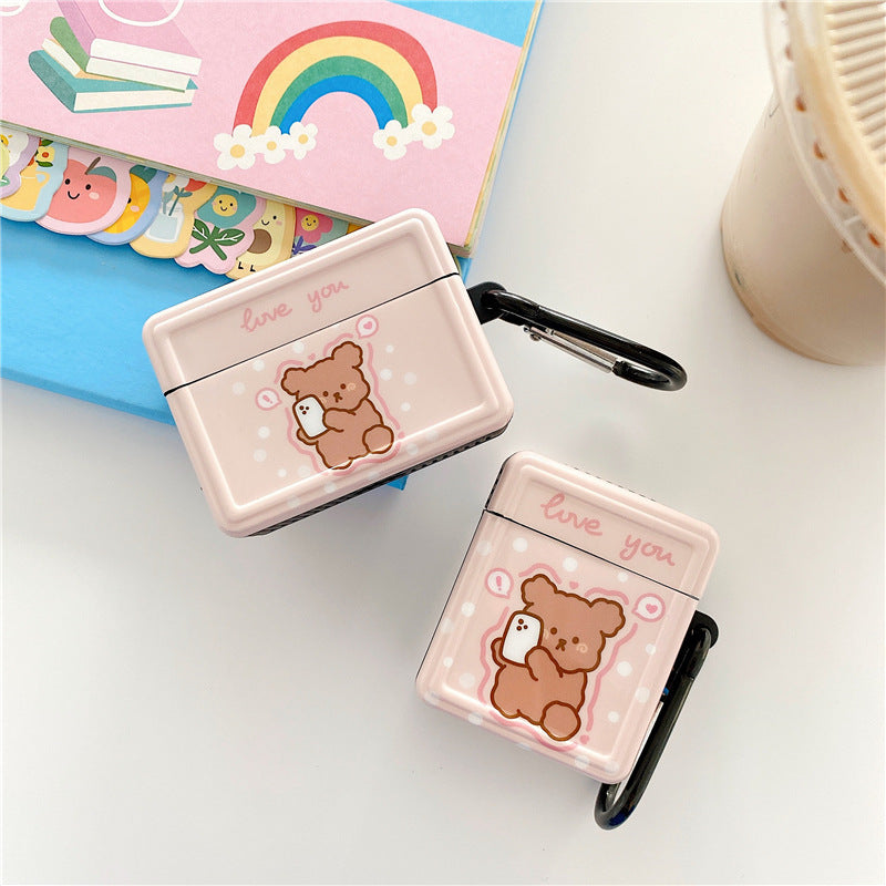 Compatible with Apple, Cute Cartoon Lovely Bear Case For Apple AirPods 2 1 Pro