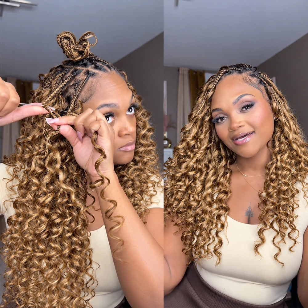 Deep Wave Crochet Hair #27 Color Human Extensions Feather Miracle