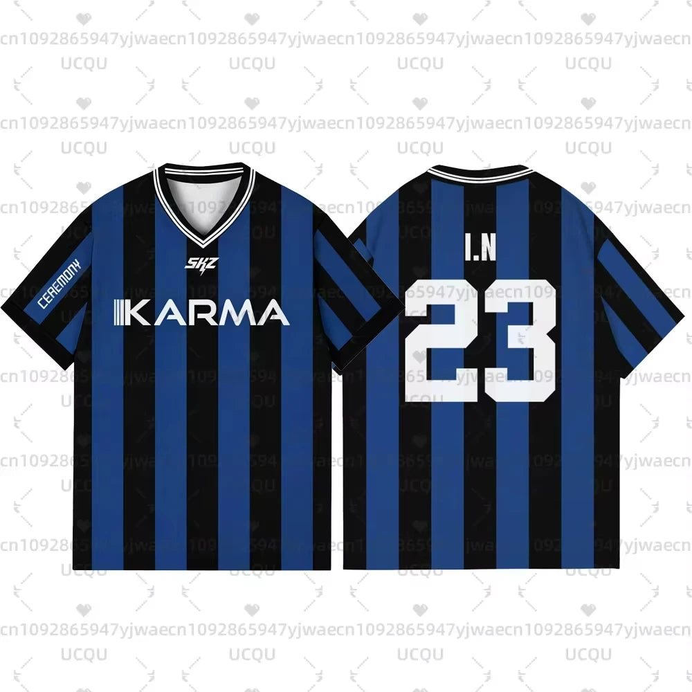 2025 KPOP Stay KARMA Album Fans Support Shirts FELIX BANGCHAN HYUNJIN Streetwear Plus Size Clothes Short Sleeve Tops T-shirt