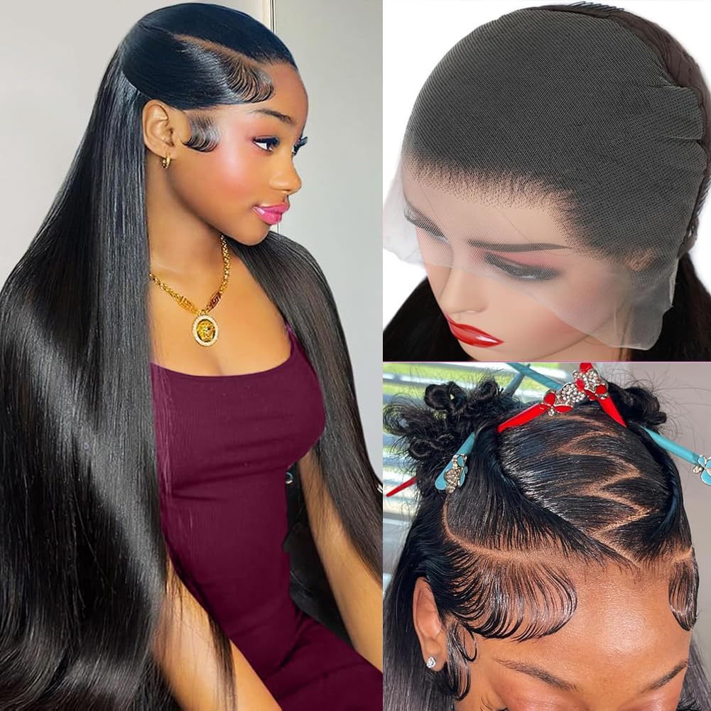 KTKVO 32 Inch 13x6 Lace Front Wigs Human Hair 200 Density HD Full