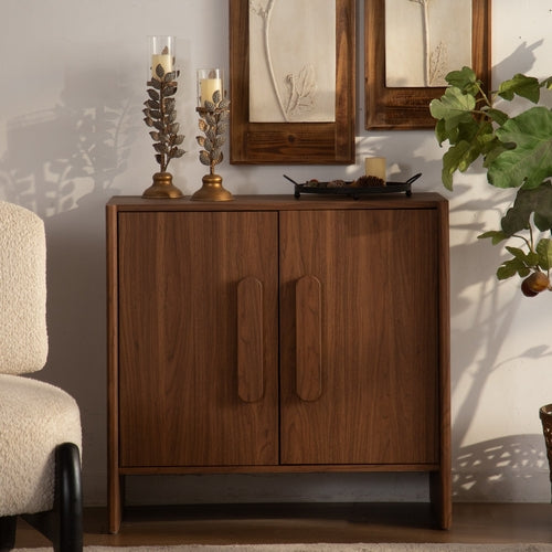 Walnut Sideboard Cabinet with Two Doors and Adjustable Interior