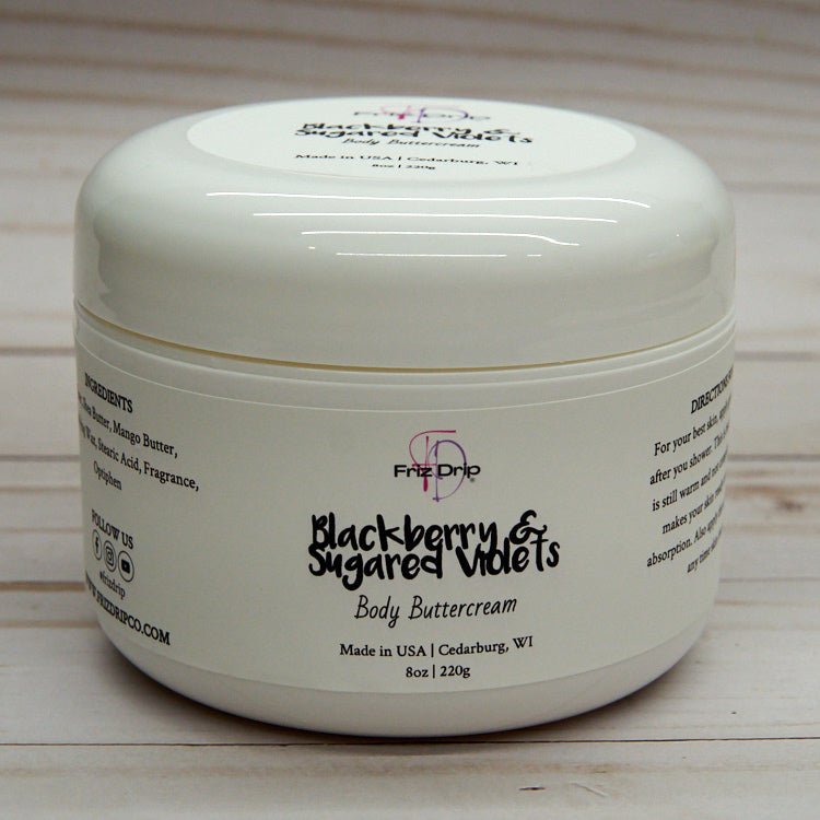 Blackberry & Sugared Violets Body Buttercream – Moisturizing Shea Butter & Safflower Oil, Fruity Floral & Vanilla Scent, 8 oz