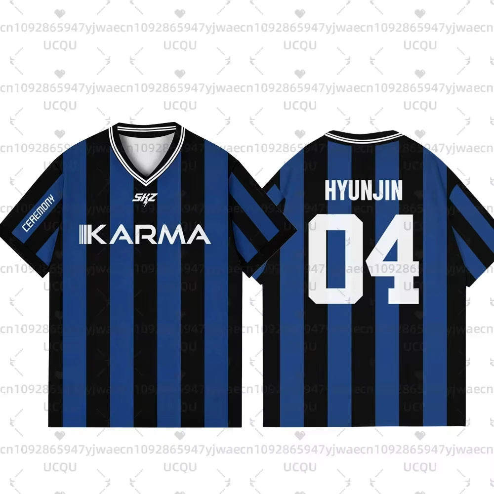 2025 KPOP Stay KARMA Album Fans Support Shirts FELIX BANGCHAN HYUNJIN Streetwear Plus Size Clothes Short Sleeve Tops T-shirt