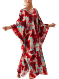 Animal Print Batwing Kaftan Poncho Dress