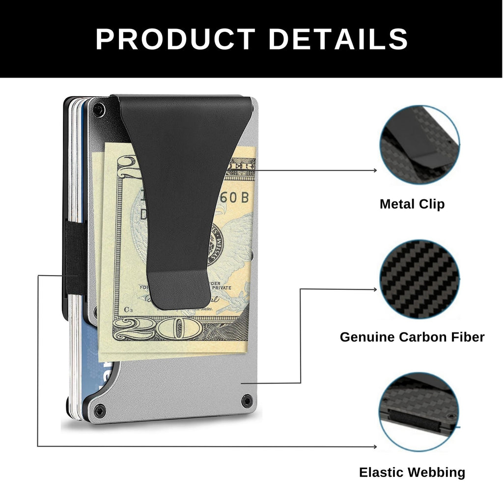 Carbon Fiber Minimalist RFID Wallet with Money Clip