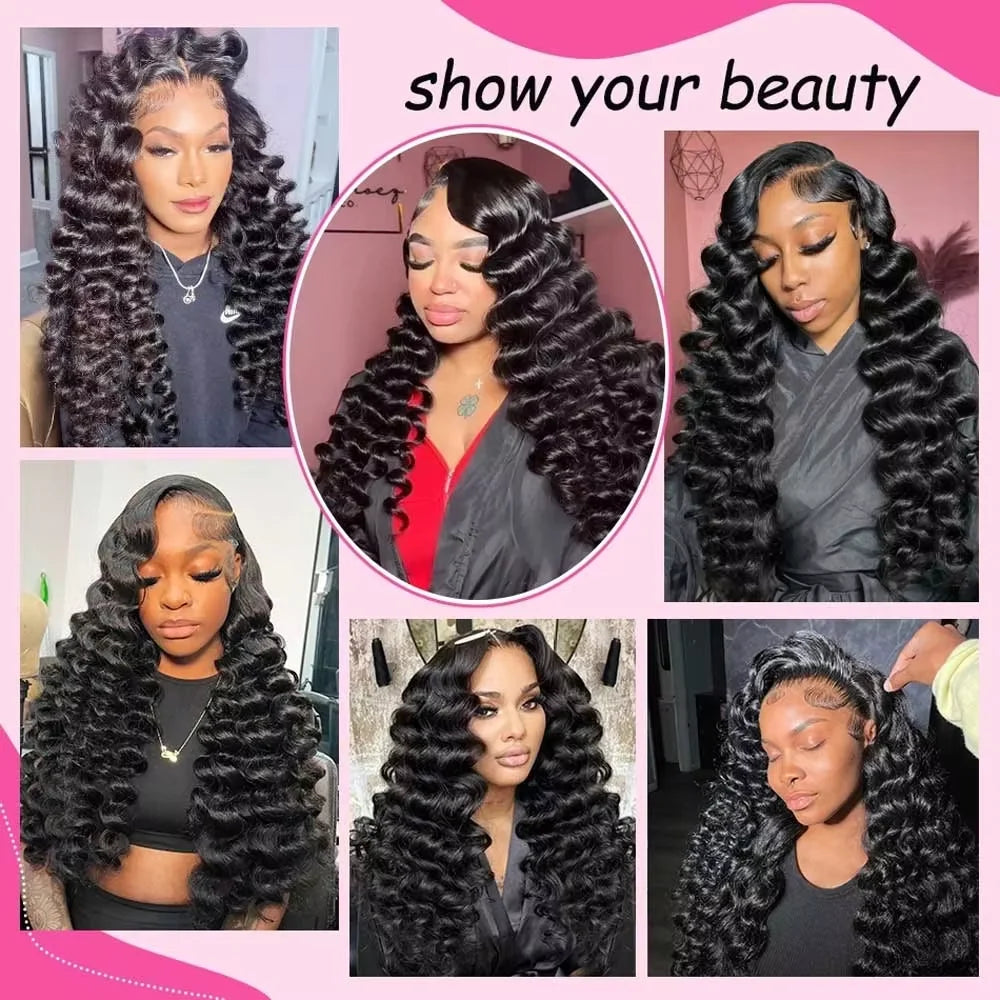 Deep Wave Human Hair 13x4 13x6 HD Lace Front Wig 7x6 Pre Plucked For