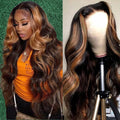 13x6 Lace Front Wigs Human Hair 1b/30 250 Density Body Wave Blonde
