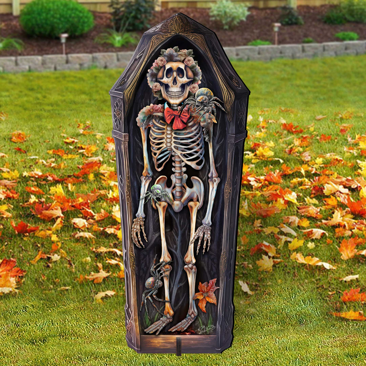 Halloween Skeleton Coffin Freestanding Decor - Garden by G. Debrekht