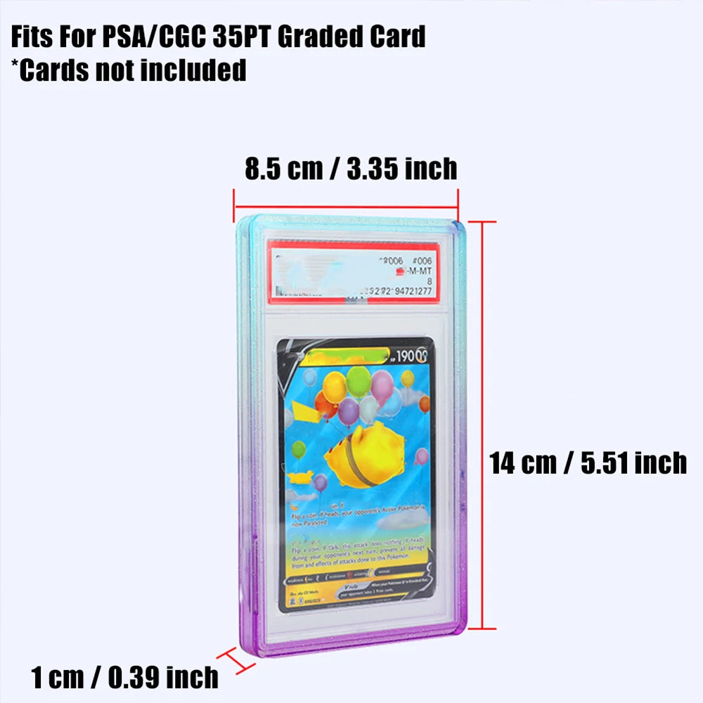 Stackable Slab Case for PSA CGC 35PT Graded Card, TPU Slab Bumper Protector with Back Panel ,Multicolor Gillter, For PTCG
