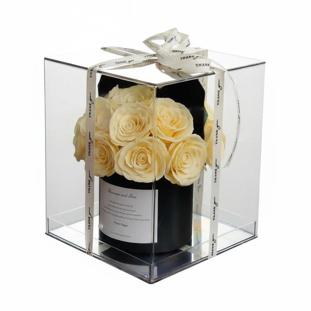 Acrylic Soap Bouquet Everlasting Scented Rose Arrangement Artificial Flower Gift Box for Home Decor