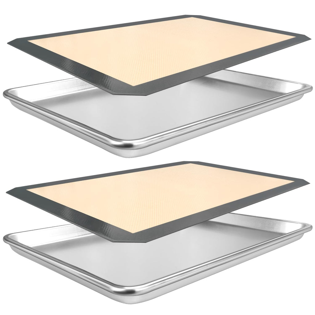 Non-Stick Baking Sheet & Silicone Mat Set (2 Sheets + 2 Mats)