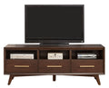64" Brown Mahogany Solid Wood Open Shelving TV Stand