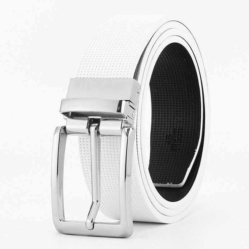Men's Reversible Genuine Leather Belt with Rotating Buckle
