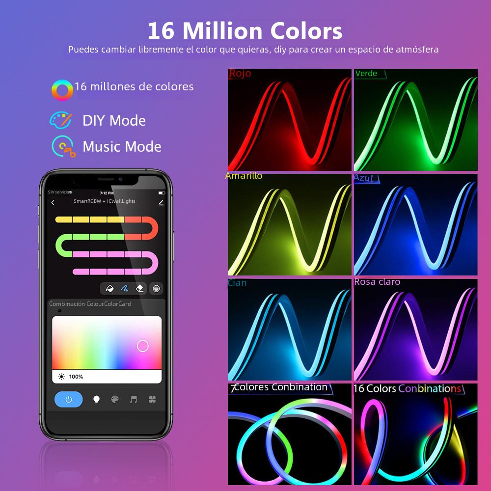 WiFi Smart DIY Music Neon Light Strip with Remote