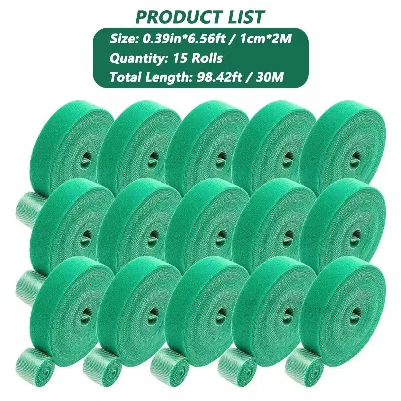 Self Adhesive Plant Nylon Cable Tie Green Adjustable Plants Hook Loop Support Garden Twine Bandage Reusable Fastener Tape Strips