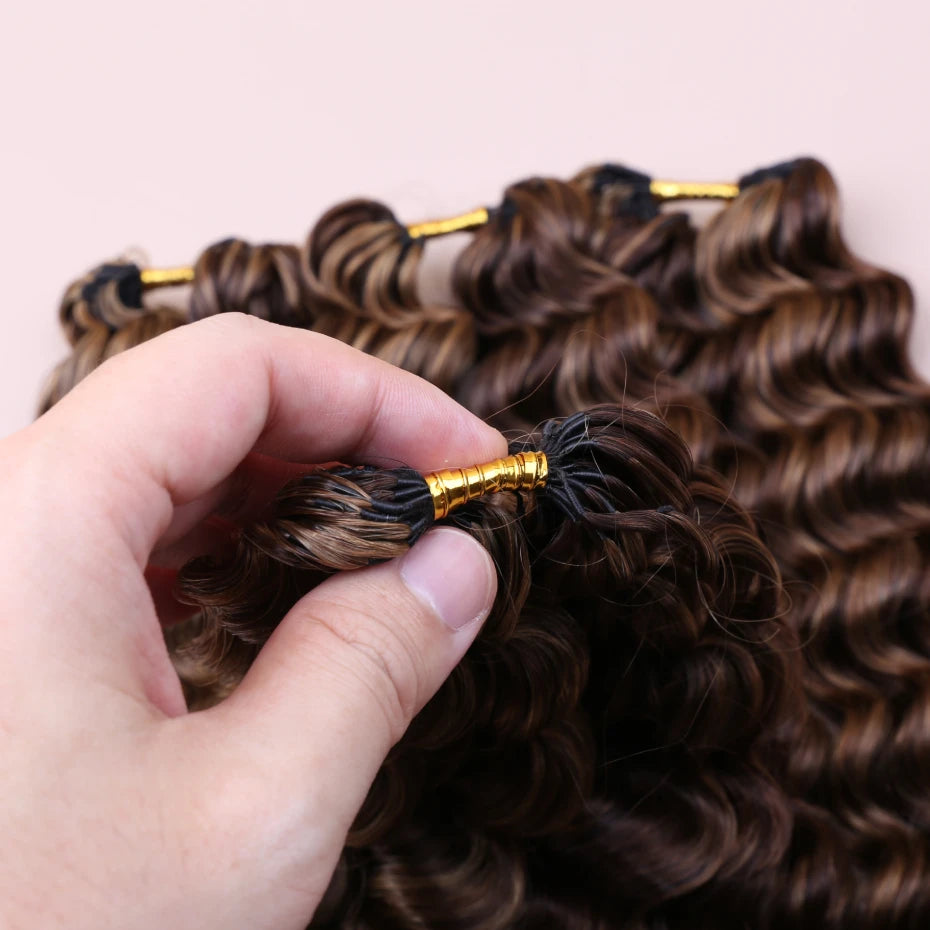 Miracle Knots Feather Crochet Hair Highlight Colored Deep Wave 100%