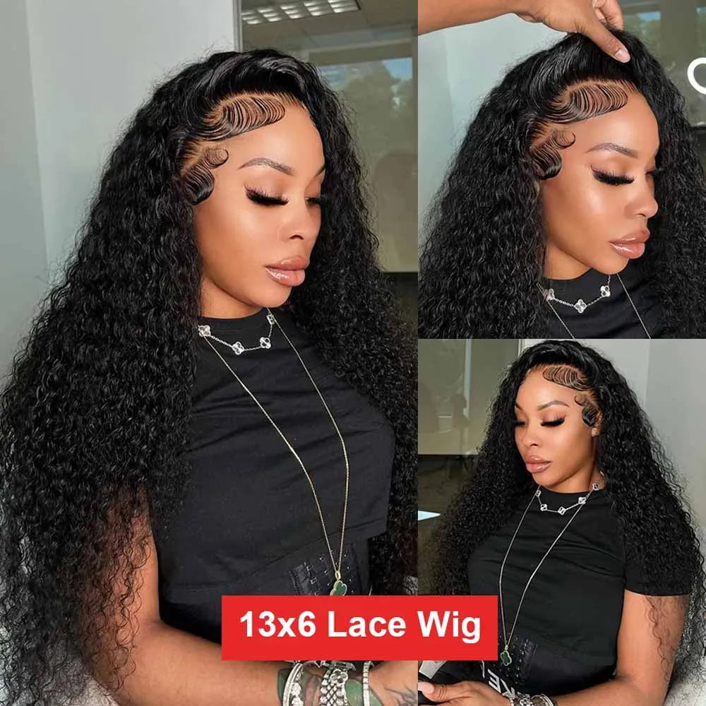 42 Inch Brazilian Virgin Human Hair Jerry Kinky Curly Wave 13x6 Lace Frontal Wigs Brazilian 13x4 Curly Wave Lace Front Human Hair Wigs For Women 250 Density