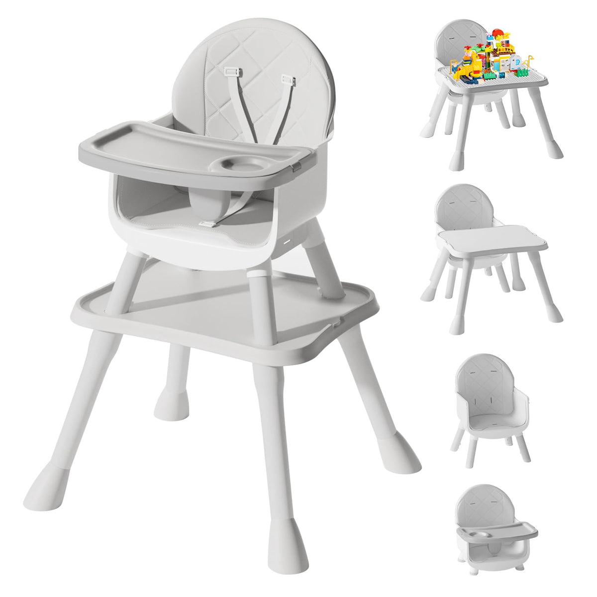 UNISWAN 6-in-1 Convertible Baby High Chair (Grey)