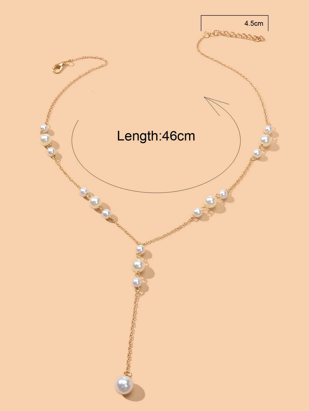 Pearl Decoration Long Gold Chain Y Shape Pendant Clavicle Necklace