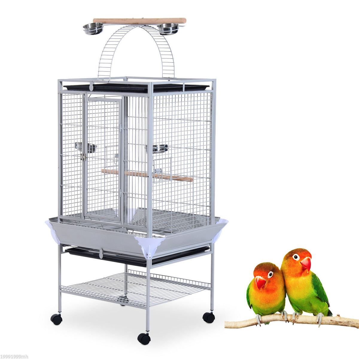 PawHut 63" Large Bird Parrot Cage Stand Finch Feeder Play Top House