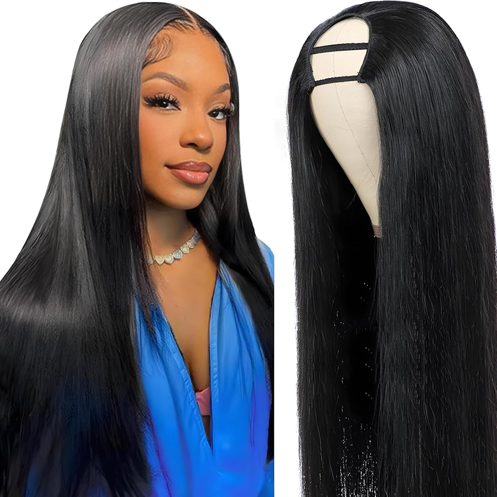 CanaryFly 250% Density U Part Wigs for Black Women Brazilian Straight
