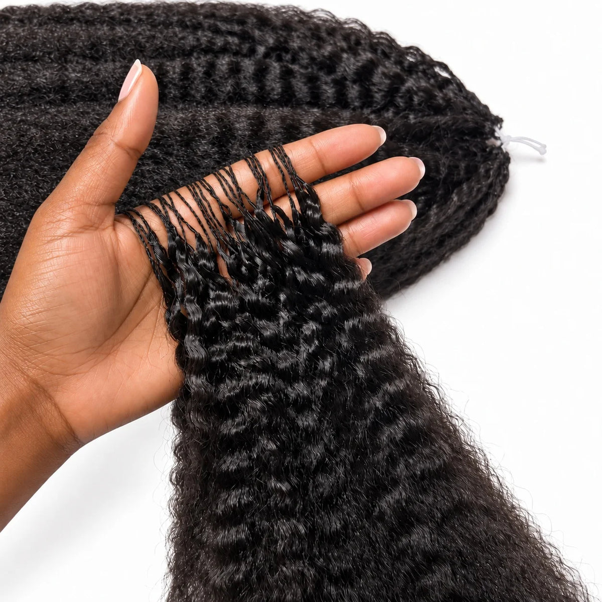 Knotless Kinky Straight Feather Crochet Human Hair Pre-Separated Pre-Looped Reusable Invisible Natural Black Hair for Women