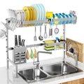 MERRYBOX Stainless Steel Over-the-Sink Dish Drying Rack, Adjustable (Silver)