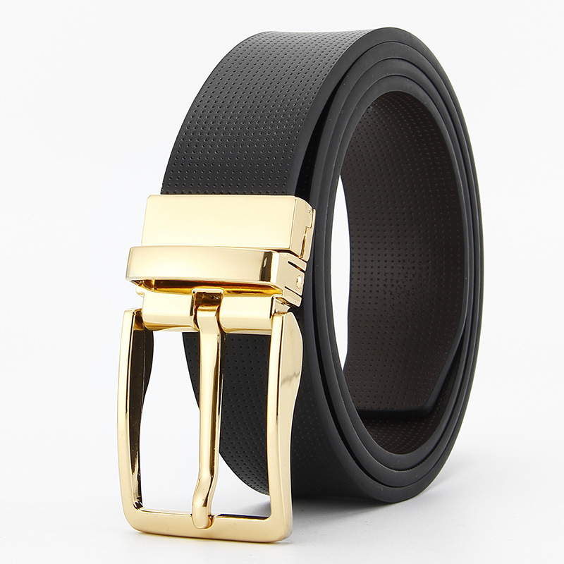 Men's Reversible Genuine Leather Belt with Rotating Buckle