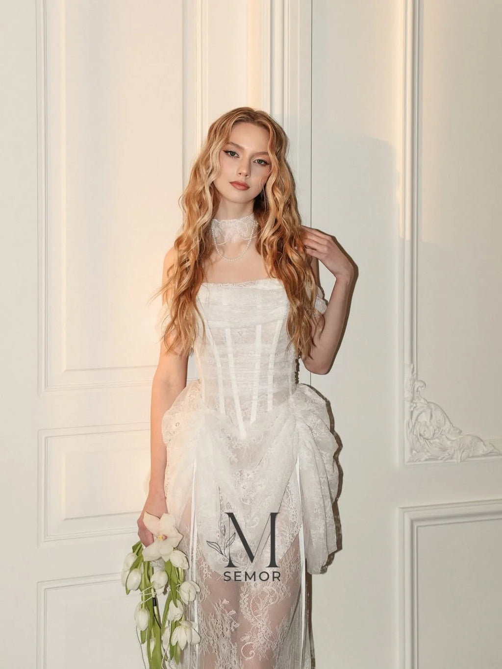 Semor luxury Off the Shoulder Wedding Party Dress Customized 2026 Lace Chic Bride Gown Elegant Pleat Prom Gown vestidos de novia