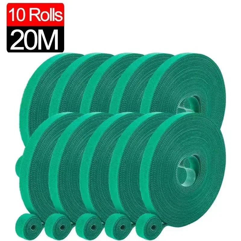 Self Adhesive Plant Nylon Cable Tie Green Adjustable Plants Hook Loop Support Garden Twine Bandage Reusable Fastener Tape Strips