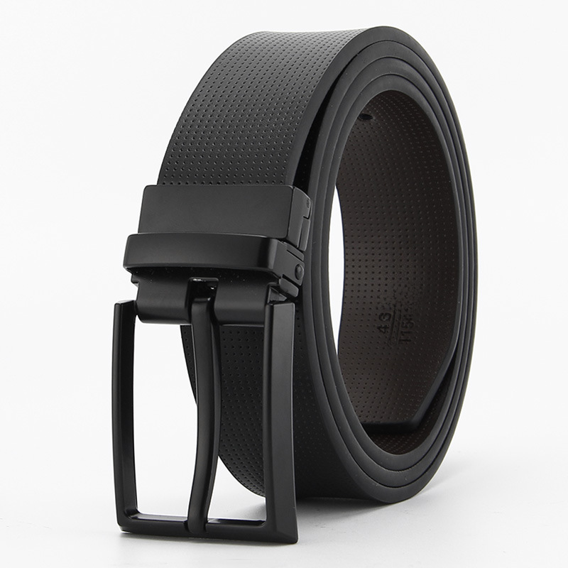 Men's Reversible Genuine Leather Belt with Rotating Buckle