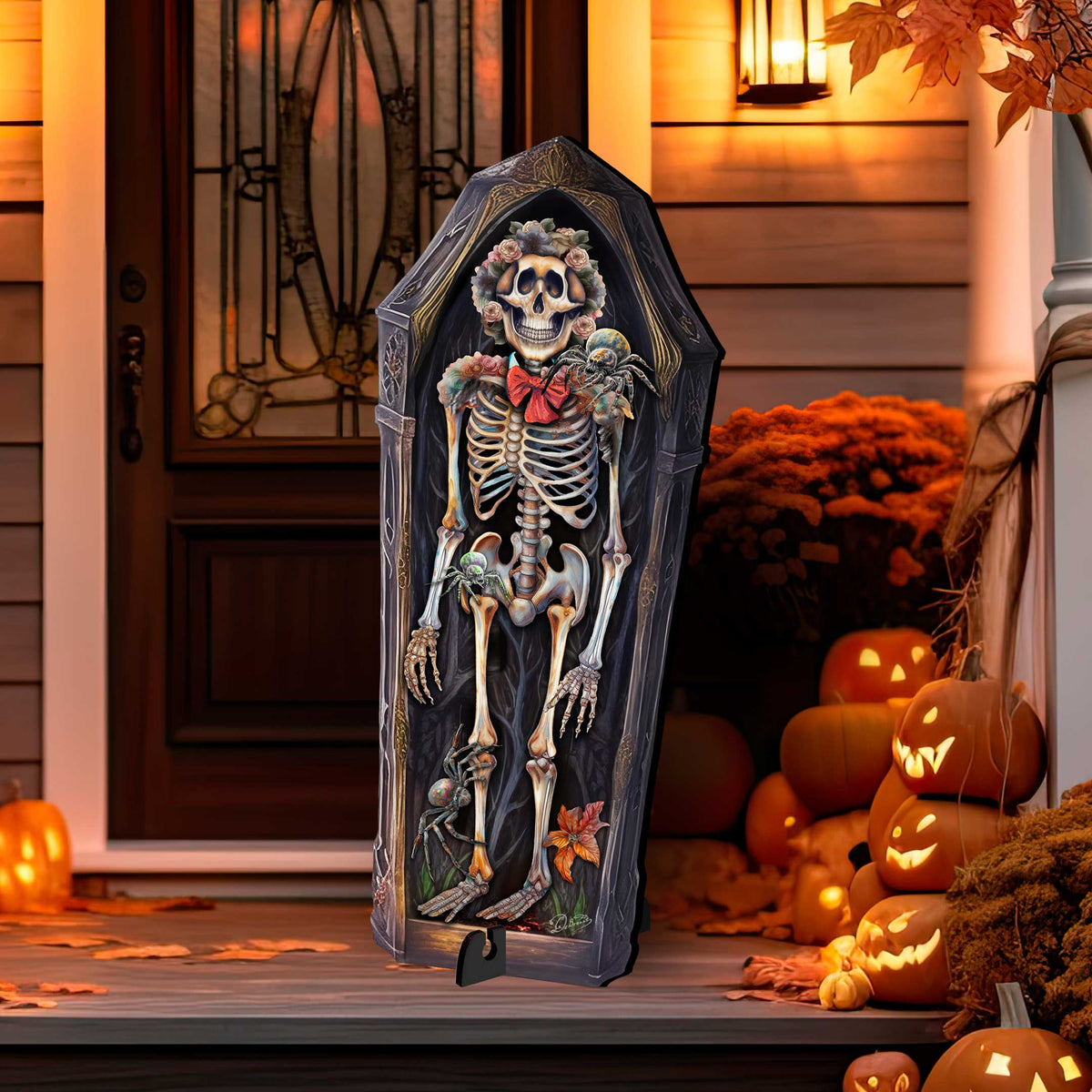 Halloween Skeleton Coffin Freestanding Decor - Garden by G. Debrekht