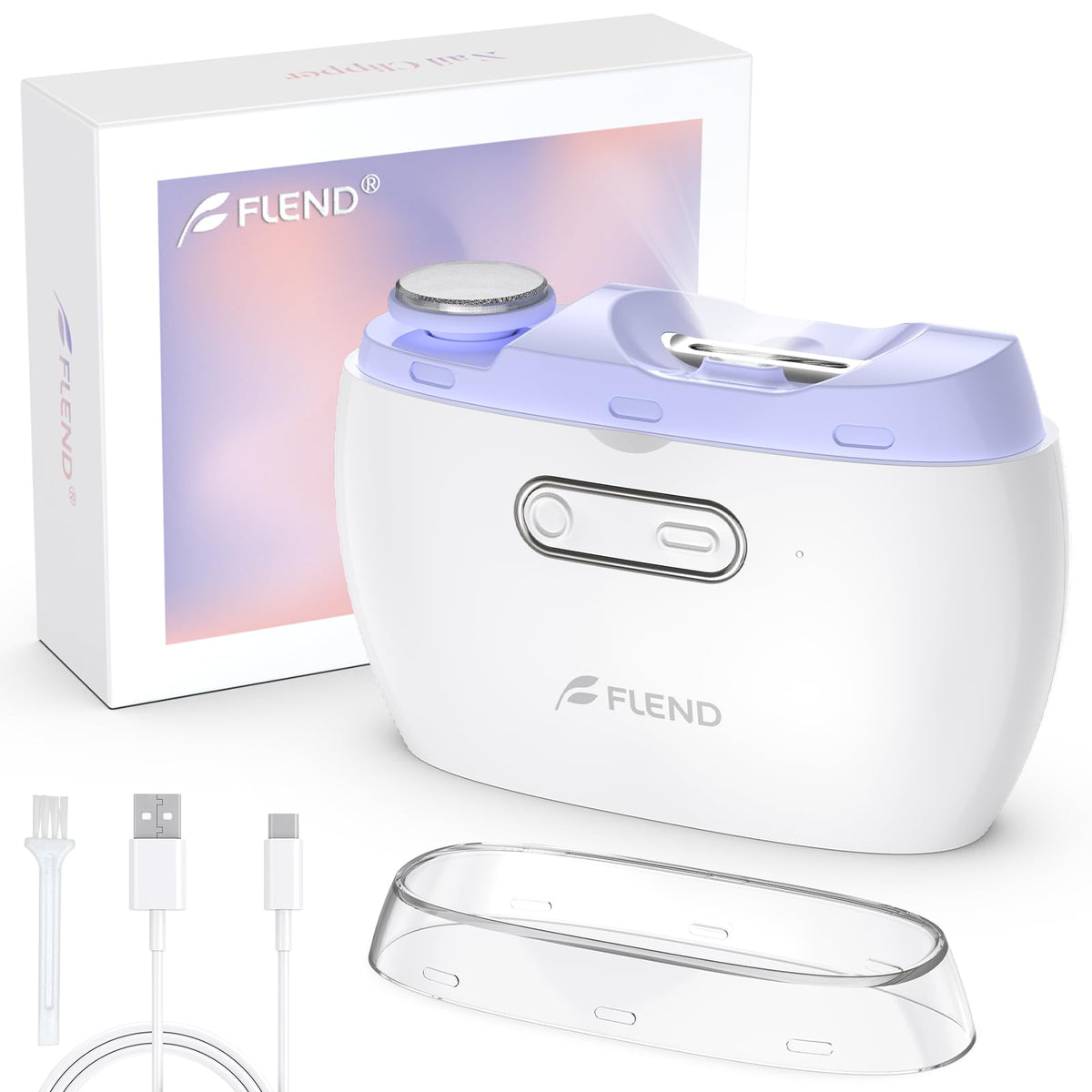 2-in-1 Electric Nail Clipper & Grinder with LED Light, for Babies, Adults & Seniors (White)