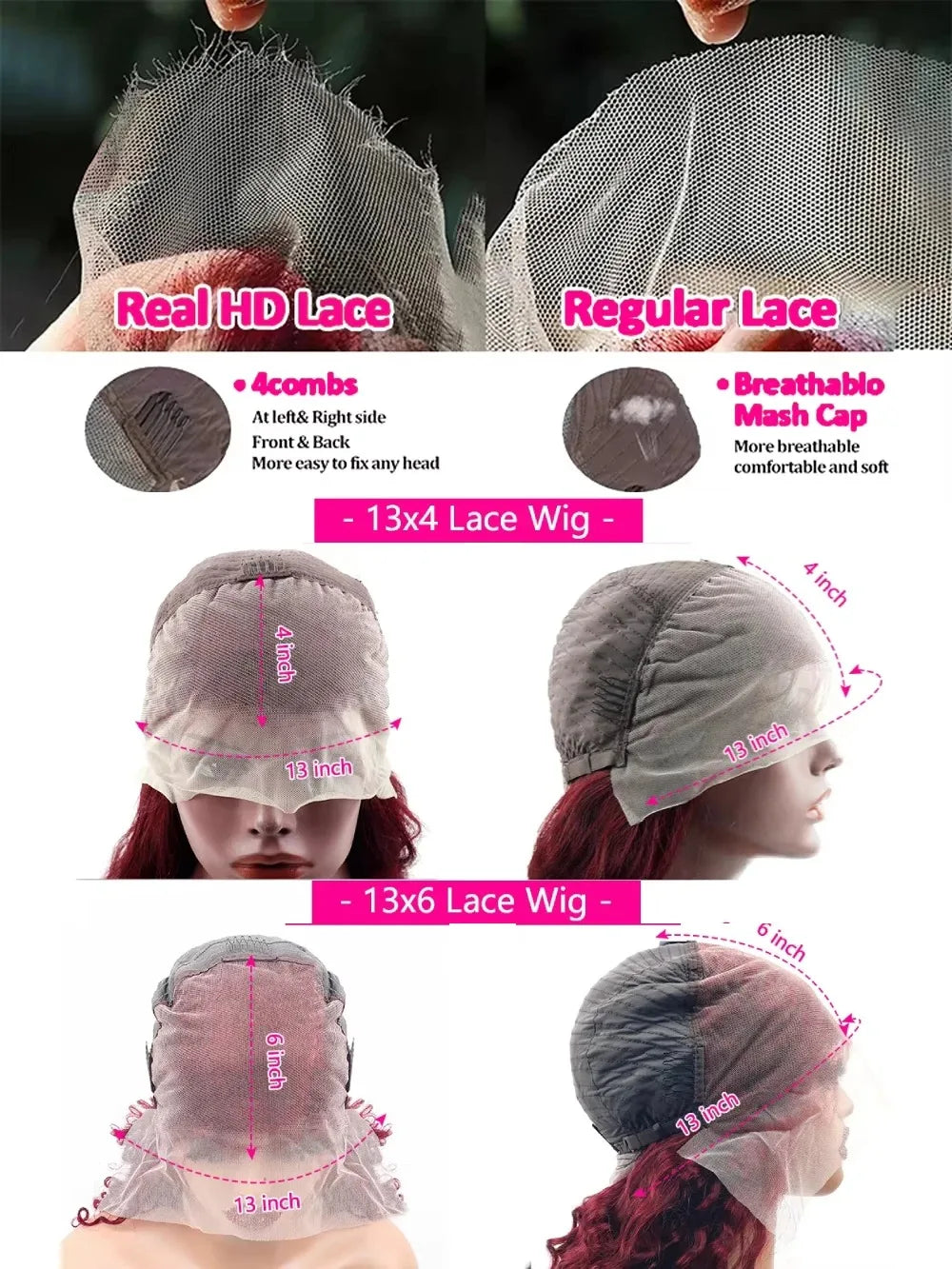 HD Transparent 99J Burgundy Body Wave Lace Front Wig Pre Plucked 13x4