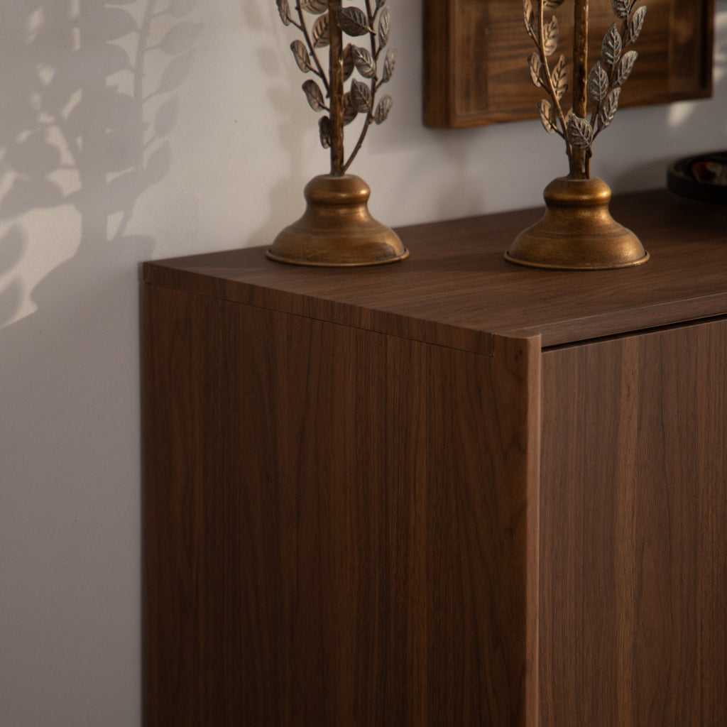Walnut Sideboard Cabinet with Two Doors and Adjustable Interior
