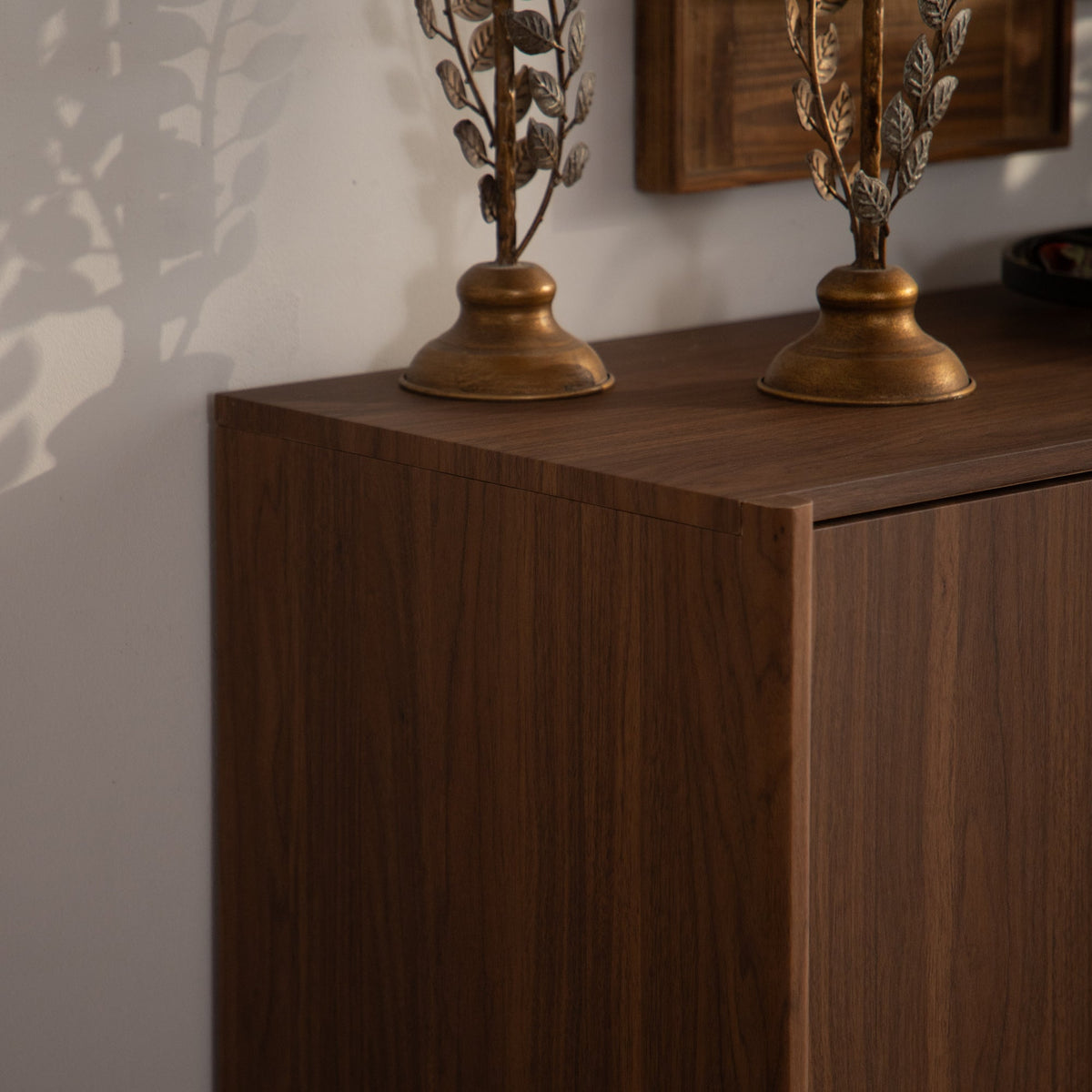 Walnut Sideboard Cabinet with Two Doors and Adjustable Interior