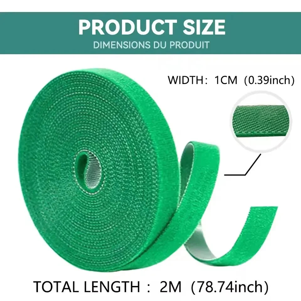 Self Adhesive Plant Nylon Cable Tie Green Adjustable Plants Hook Loop Support Garden Twine Bandage Reusable Fastener Tape Strips