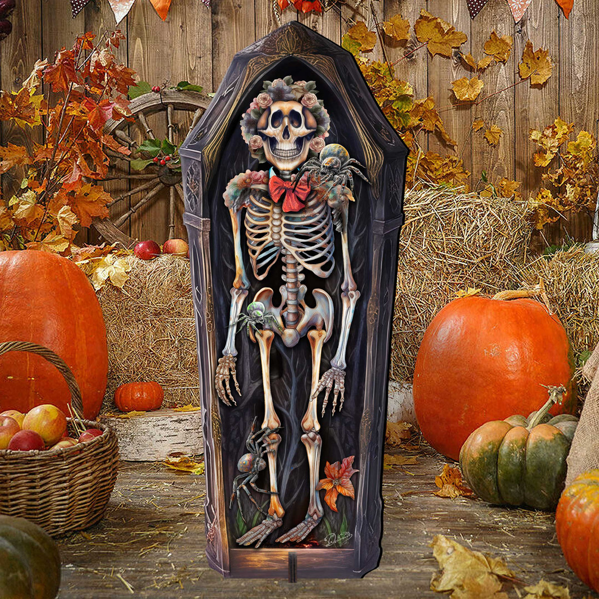 Halloween Skeleton Coffin Freestanding Decor - Garden by G. Debrekht