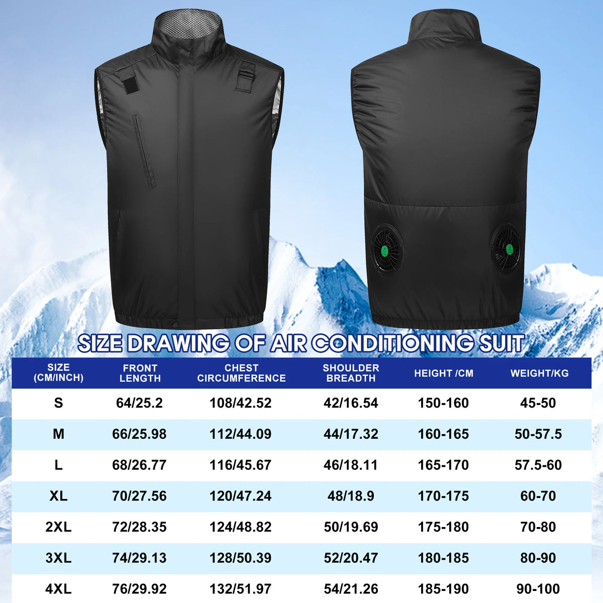 Cool Fan Vest Wearable Cooling Clothes Air-conditioned Clothes Cooling For High Temperature Work Hiking Fishing Running Vest