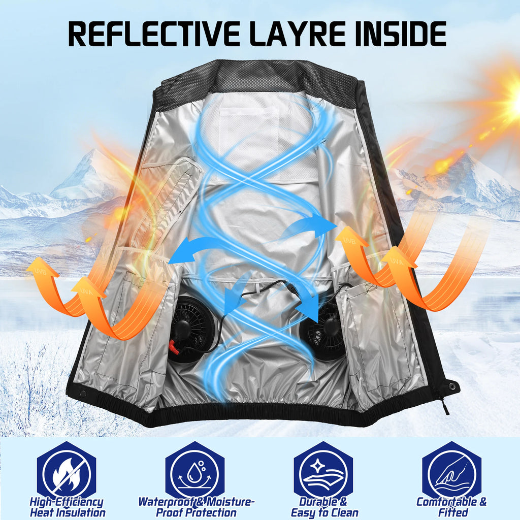 Cool Fan Vest Wearable Cooling Clothes Air-conditioned Clothes Cooling For High Temperature Work Hiking Fishing Running Vest