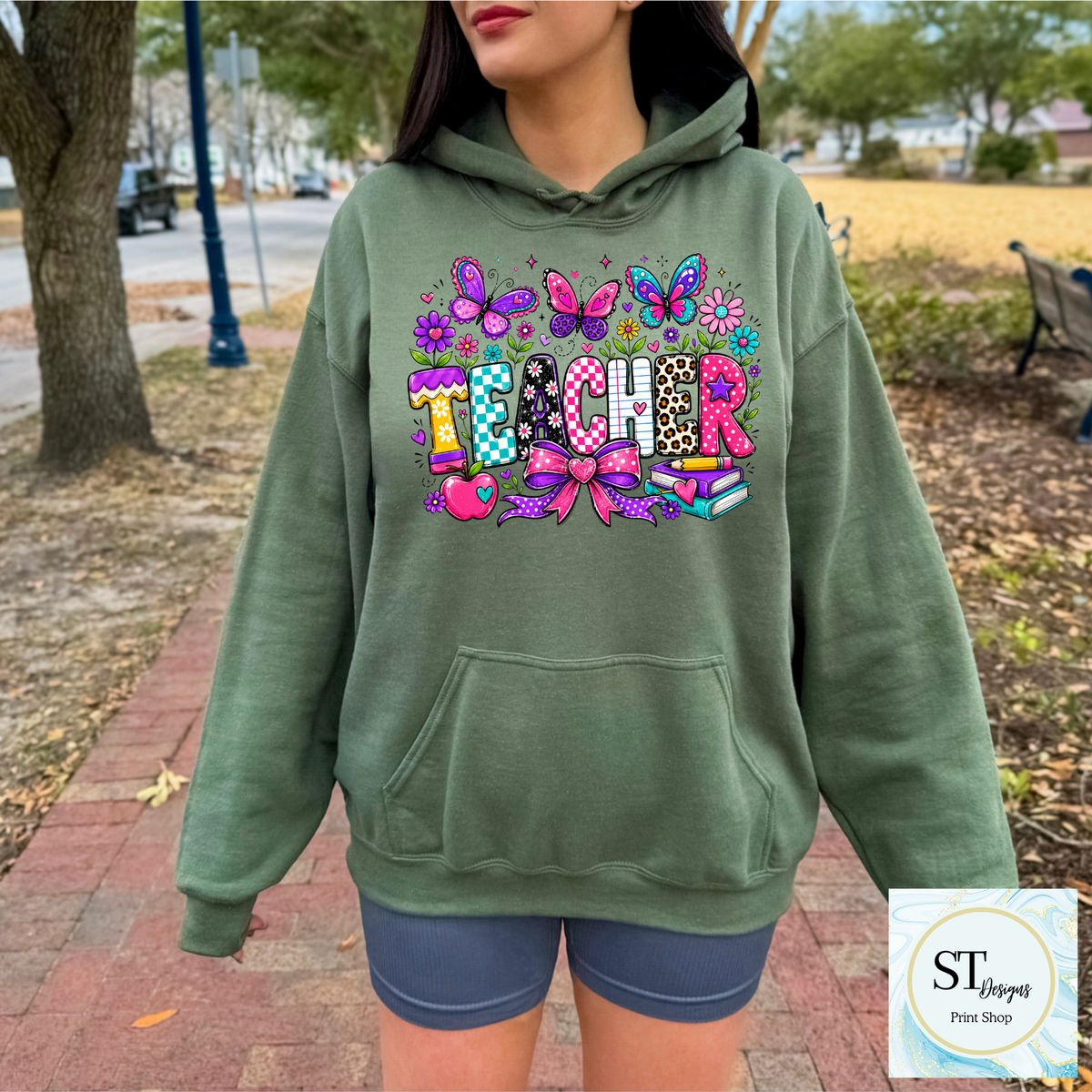 Colorful Butterfly Teacher Crewneck Sweatshirt | Cute Floral |