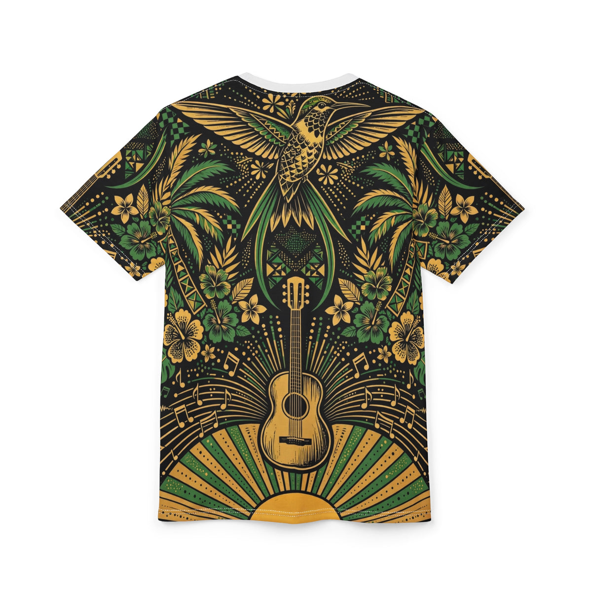 Jamaica Hummingbird & Guitar All-Over Print T-Shirt