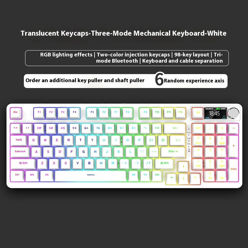 98-Key Wireless Bluetooth Mechanical Keyboard, Three-Mode
